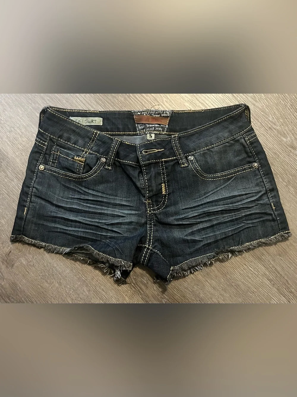 Womens Hot Kiss Cici Short Denim Short Shorts, Sz 5, Y2K